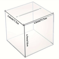 Clear Acrylic Unopenable Piggy Bank for Adults, 12-inch Money Savings Box