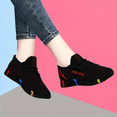 Women's Rose Pattern Running Shoes Lace Up Outdoor Walking Shoes
