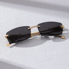 Metal Rimless Men's Sunglasses Black Frame UV400