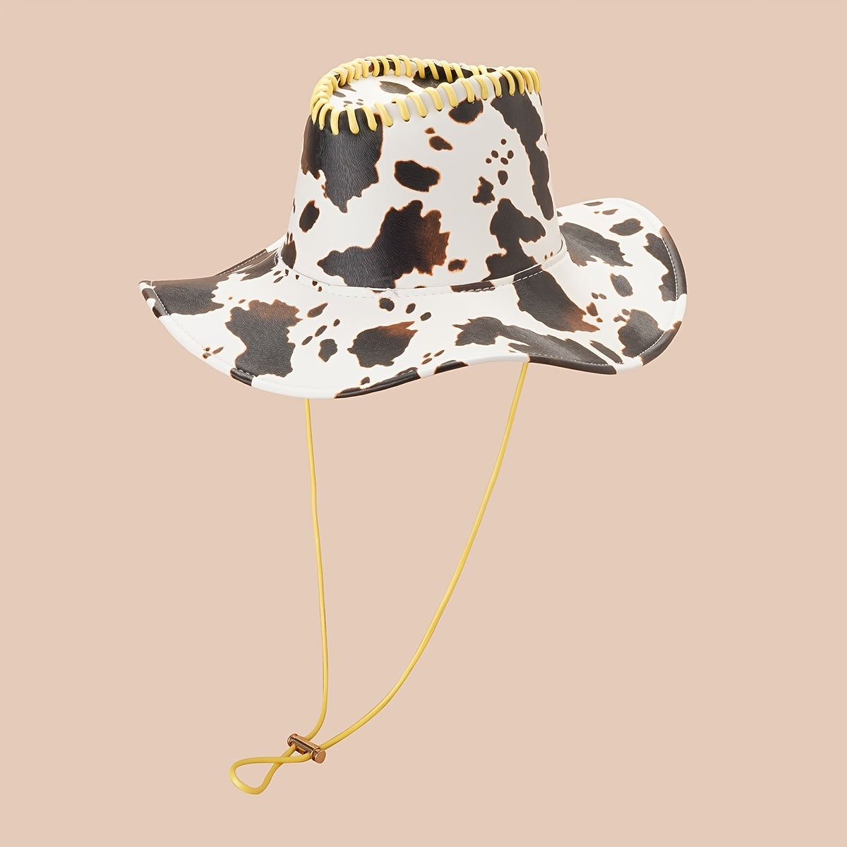 Vintage Cow Pattern Cowboy Hat Big Brim Sun Hat Western Style Boonie Hat