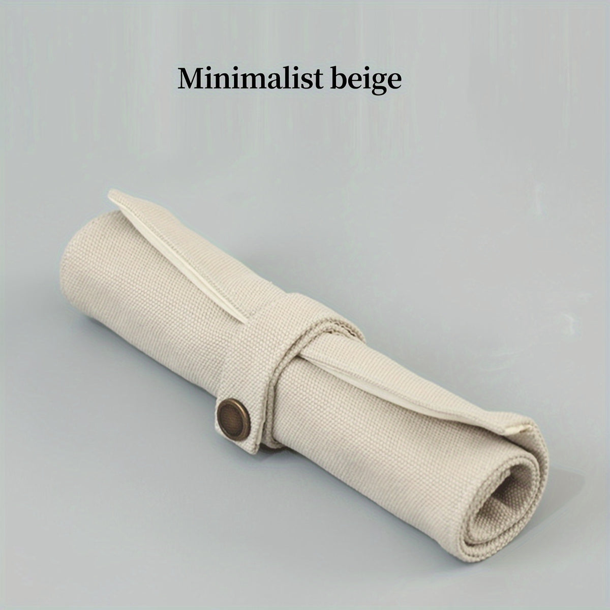 Snap Button Pen Curtain Roll Pen Bag Canvas Folding Stationery Bag
