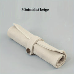Snap Button Pen Curtain Roll Pen Bag Canvas Folding Stationery Bag