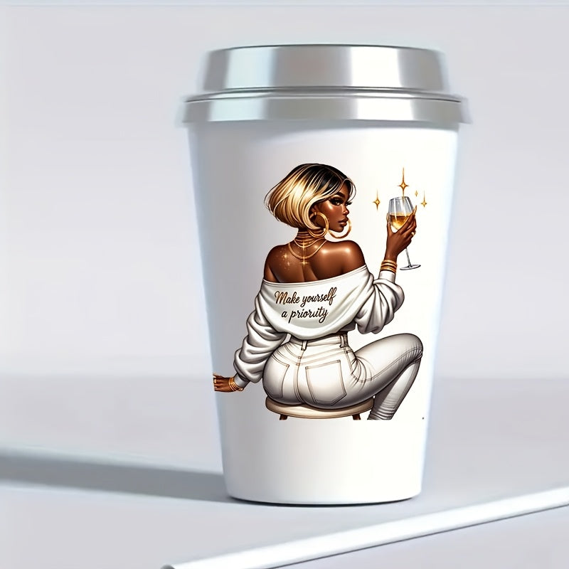 12pcs Lady UV DTF Self Adhesive Cup Stickers Waterproof Decals for Glass Cup Mug