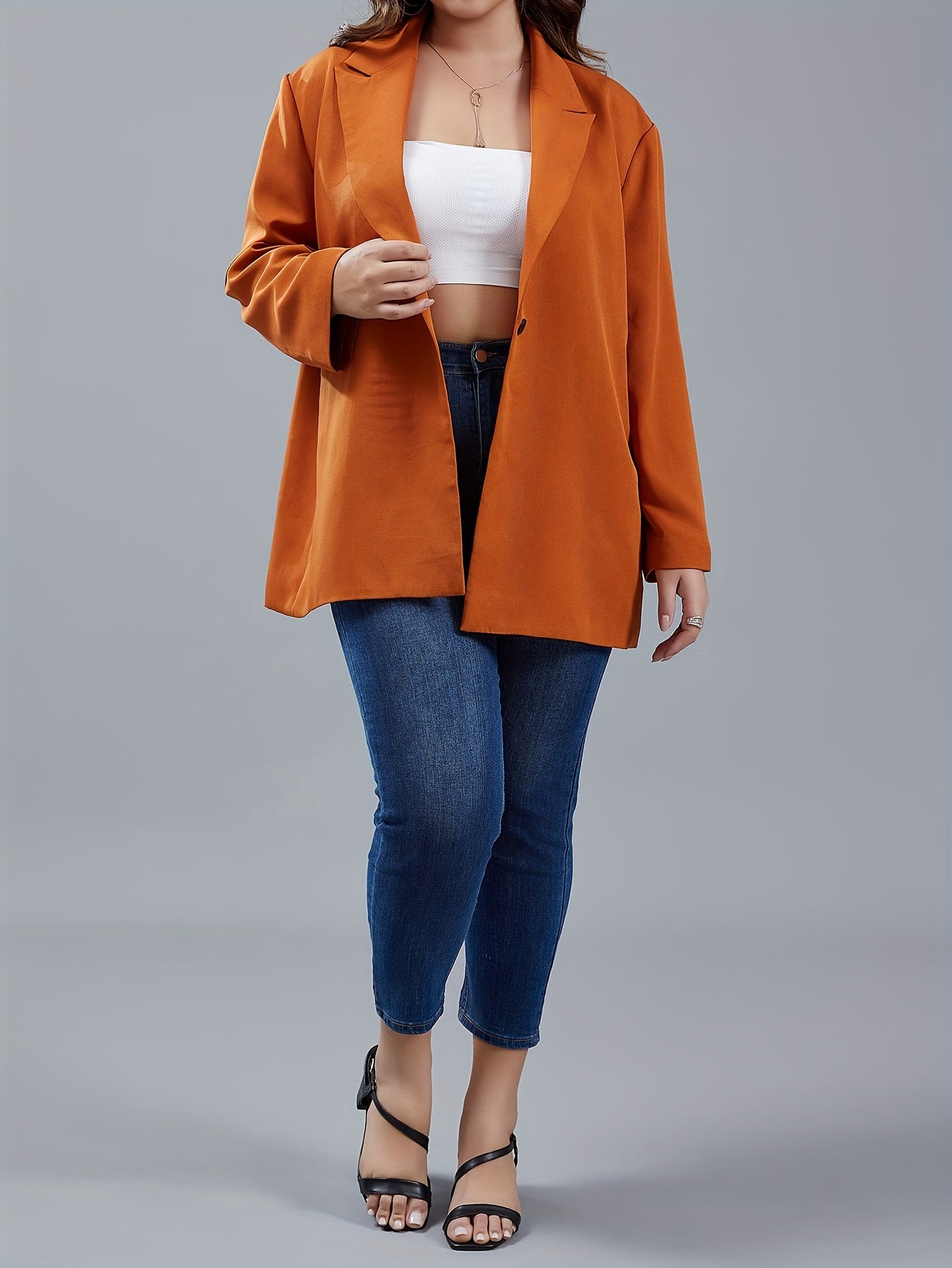  Solid Long Sleeve Workwear Blazer
