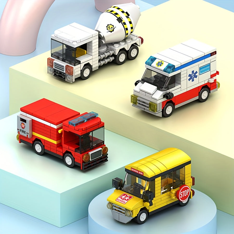 100 pcs Building Block Toy Cars, 8 Styles, Cityscape Construction Vehicles