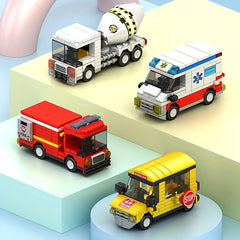 100 pcs Building Block Toy Cars, 8 Styles, Cityscape Construction Vehicles