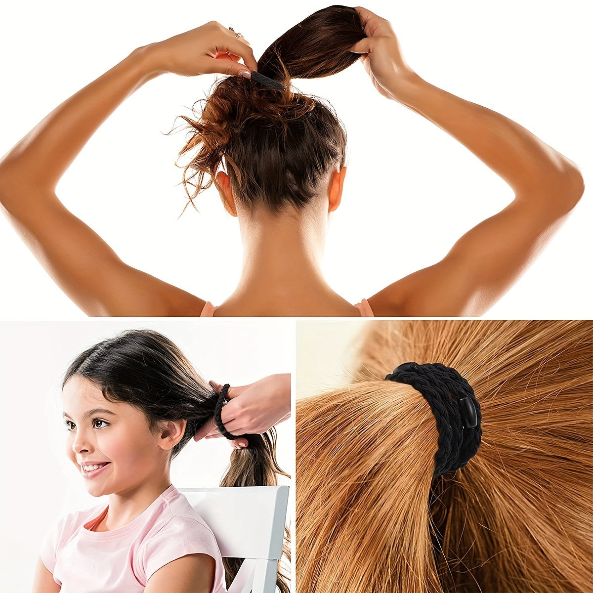 30pcs Colorful Elastic Hair Tie Ponytail Holder Accessories for Thick Curly Hair