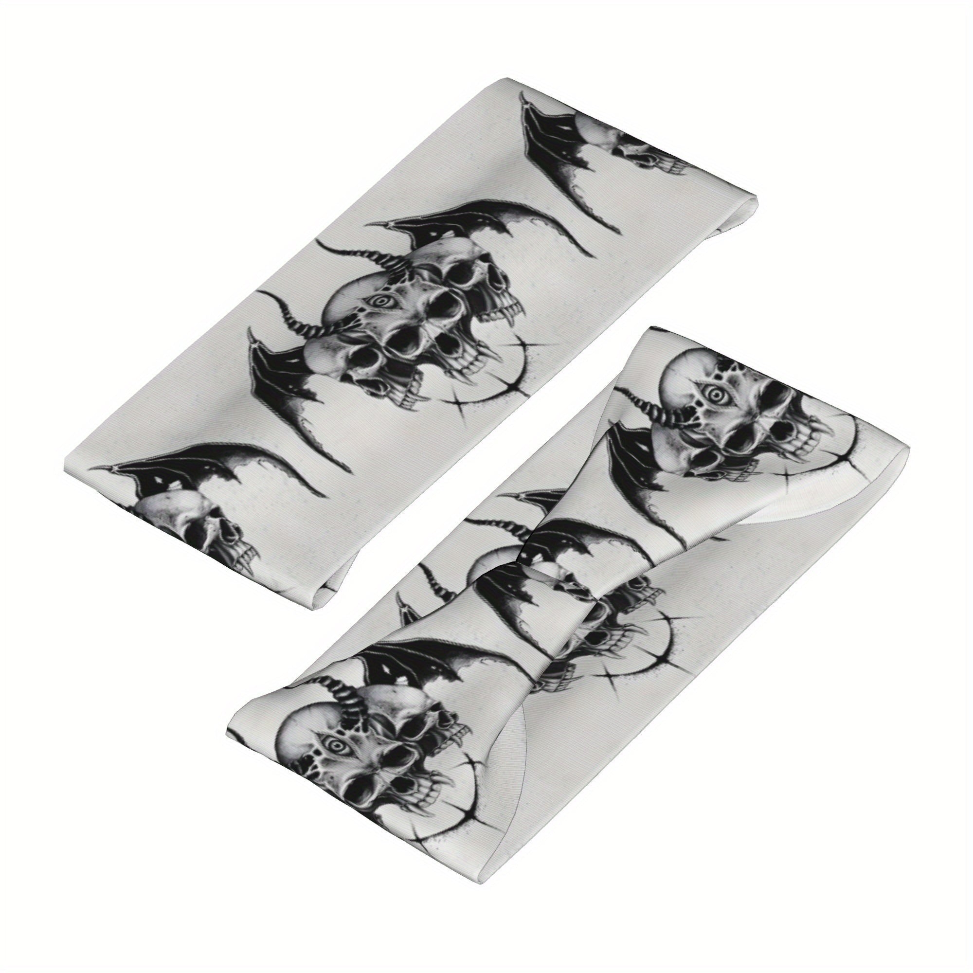 Goth Skull & Bat Headband for Yoga Gym Running Halloween Themed Accessories