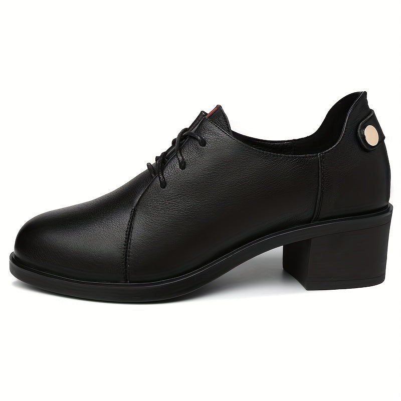 Women's Block Heel Pumps Lace-Up Office Business Mid Heels