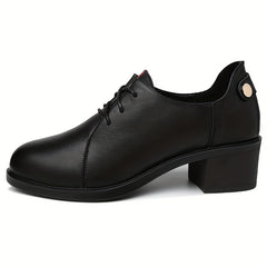 Women's Block Heel Pumps Lace-Up Office Business Mid Heels