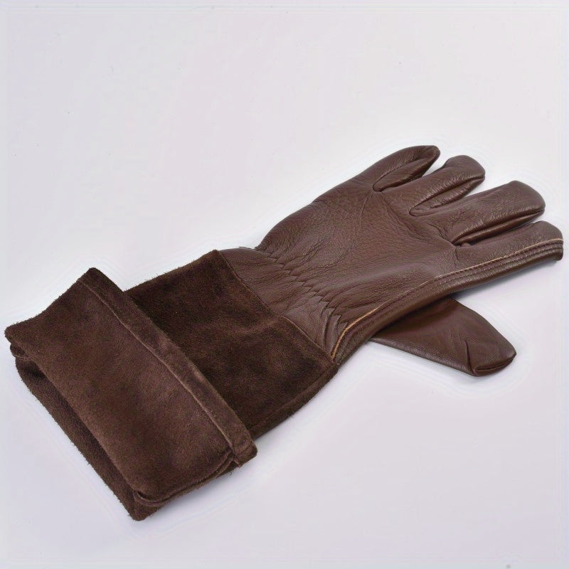 Breathable Leather Gauntlet Pruning Gloves With Long Sleeve