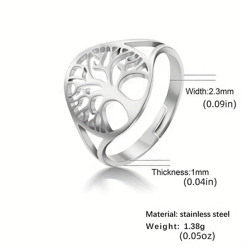 Tree Of Life Adjustable Ring Viking Stainless Steel Finger Rings