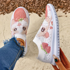 Cartoon Mouse Mesh Slip-On Walking Shoes Lightweight Outdoor Sneakers