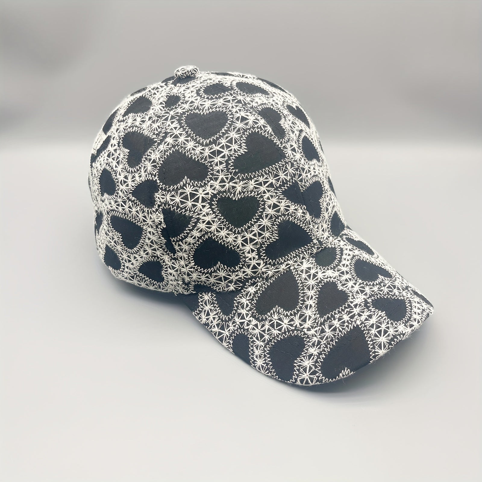 Geometric Embroidery Baseball Cap Heart Dot Pattern Dad Hats