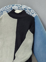  Colorblock High Neck Sweater Women's Plus Medium Stretch