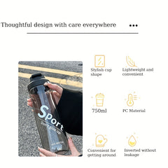 750ml Clear Leakproof Straw Tumbler Flip Top Water Bottle