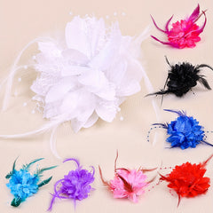 Mesh Flower Head Piece Faux Feather Head Piece Women's Hair Accessories
