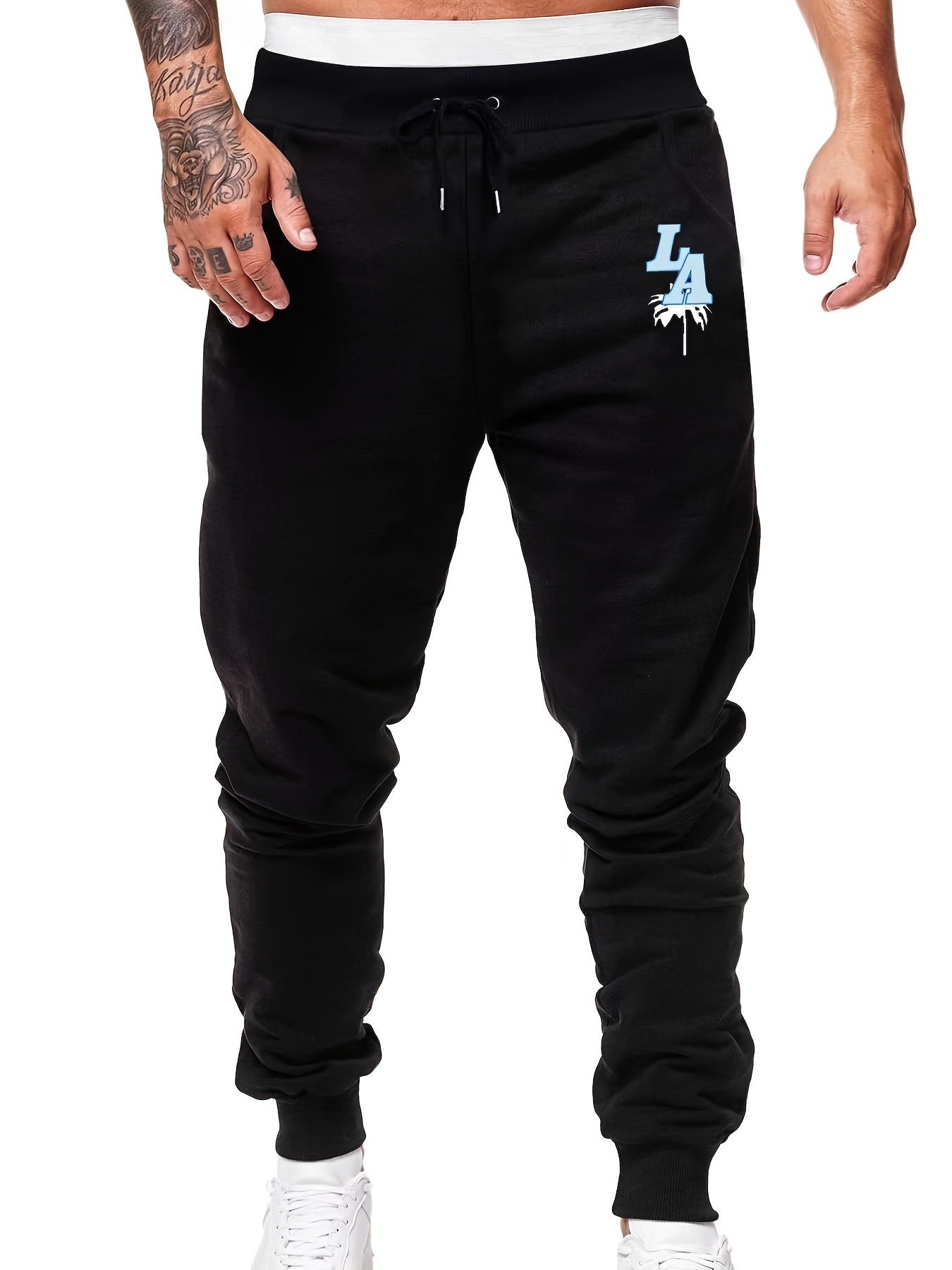 Men's LA Print Drawstrings Sweatpants for Autumn and Spring