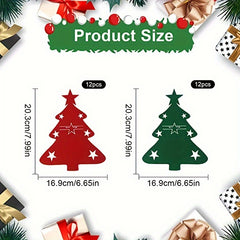 Christmas Tree Cutlery Holder Pockets - Set of 6