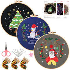 Embroidery Kit Merry Christmas Pattern 1 Hoop 7 9 Inch DIY Gift