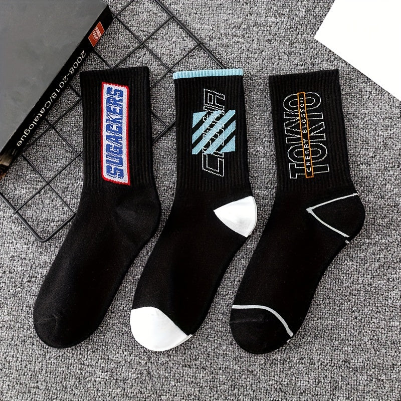 5 Pairs Letter Print Socks Crew Mid Tube Women's Stockings