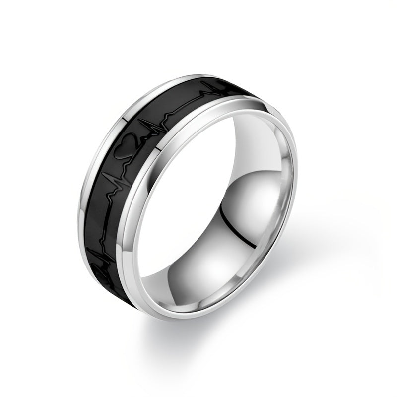 Heart-shaped Titanium Steel Ring Luminous Couple Ring