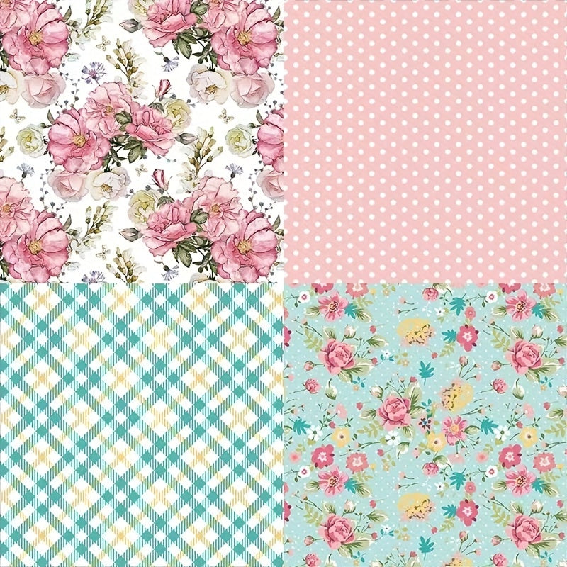 Flower Themed Single Sided Pattern Paper for DIY Albums & Scrapbooks