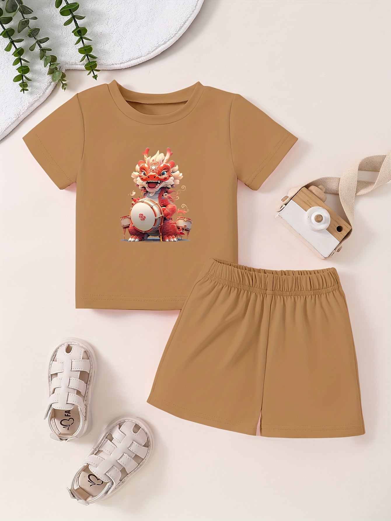 Toddler Kid 2pcs Bottoming Set Short Sleeve T shirt & Matching Shorts