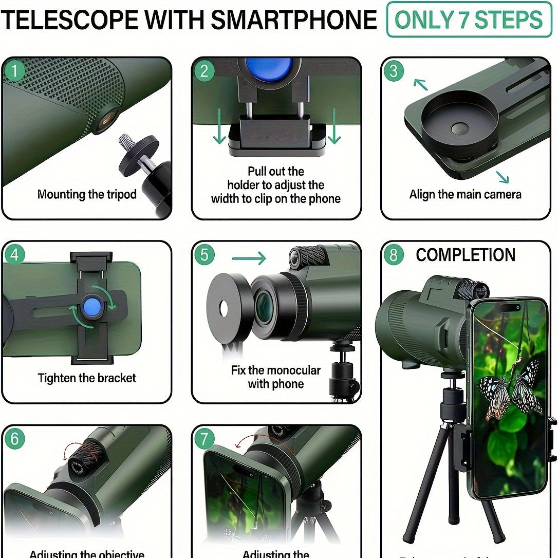 High Def Portable Telescope Monocular 10x Magnification