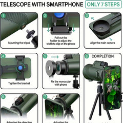 High Def Portable Telescope Monocular 10x Magnification