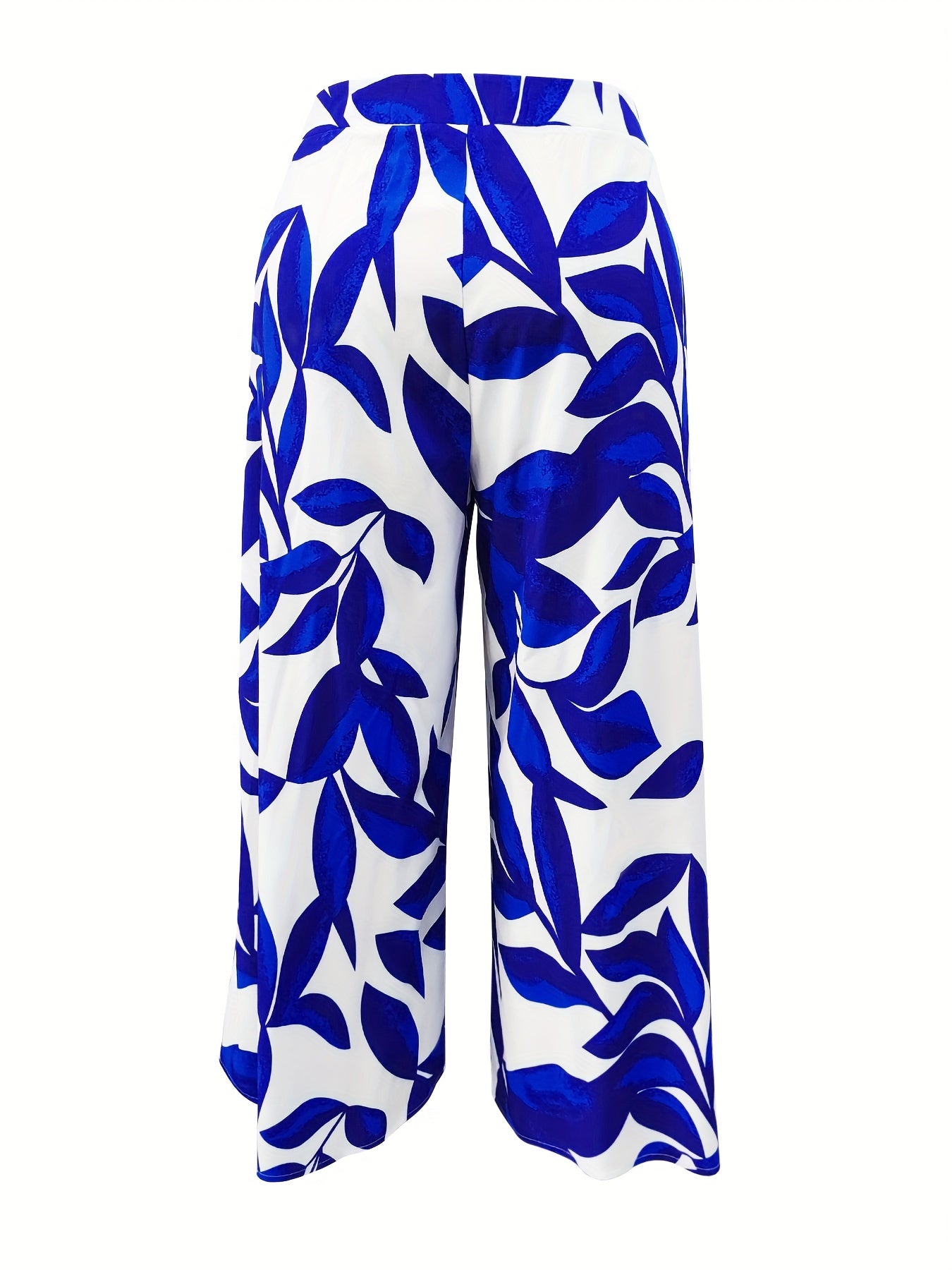 Women's Plus Leaf Print Wide Leg Trousers