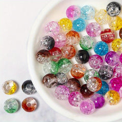 40pcs Cracked Glass Beads Crystal Loose Beads for Jewelry Making