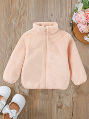 Baby Girls Fleece Thermal Jacket Zip up Collar Outerwear