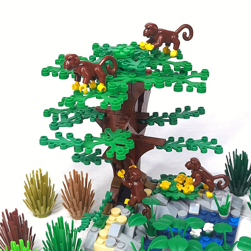 Monkey Mini Building Blocks Forest Scene Doll Toy Chirstmas Gift