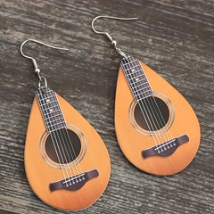 Drop Shape Order Pattern Wooden Earrings Stylish Gift For Men