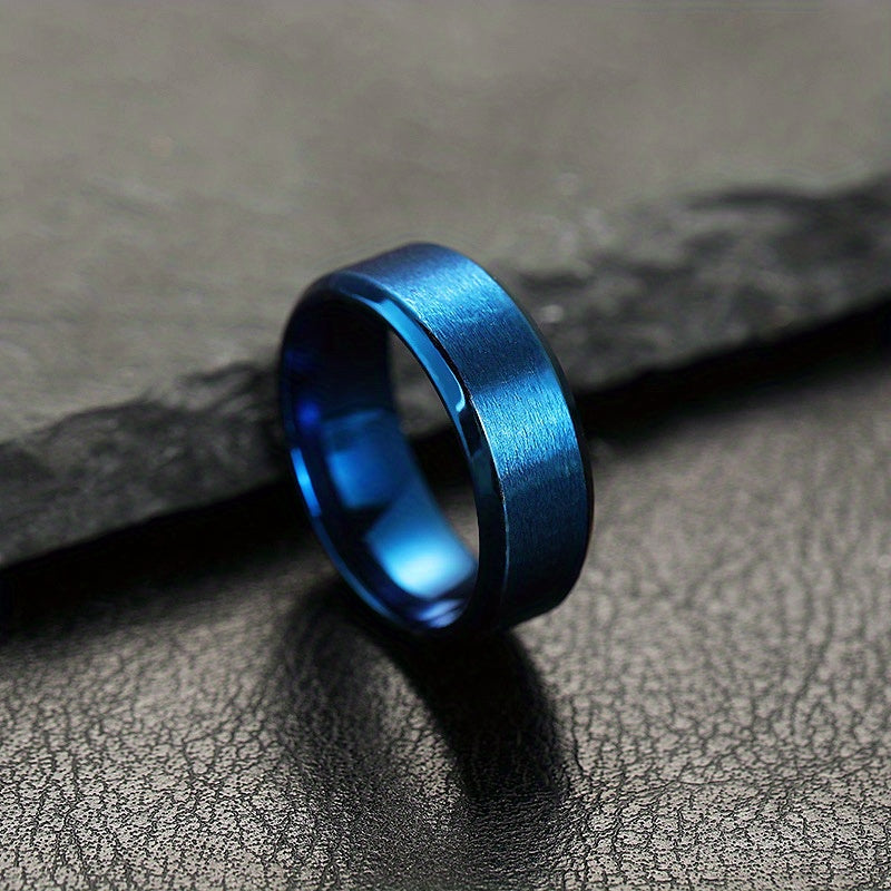 Stainless Steel Ring Matte Finish Beveled Polished Edge Comfort Fit