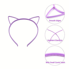 6pcs Assorted Cat Ear Headbands Plastic Hair Hoops Party Daily Decorations