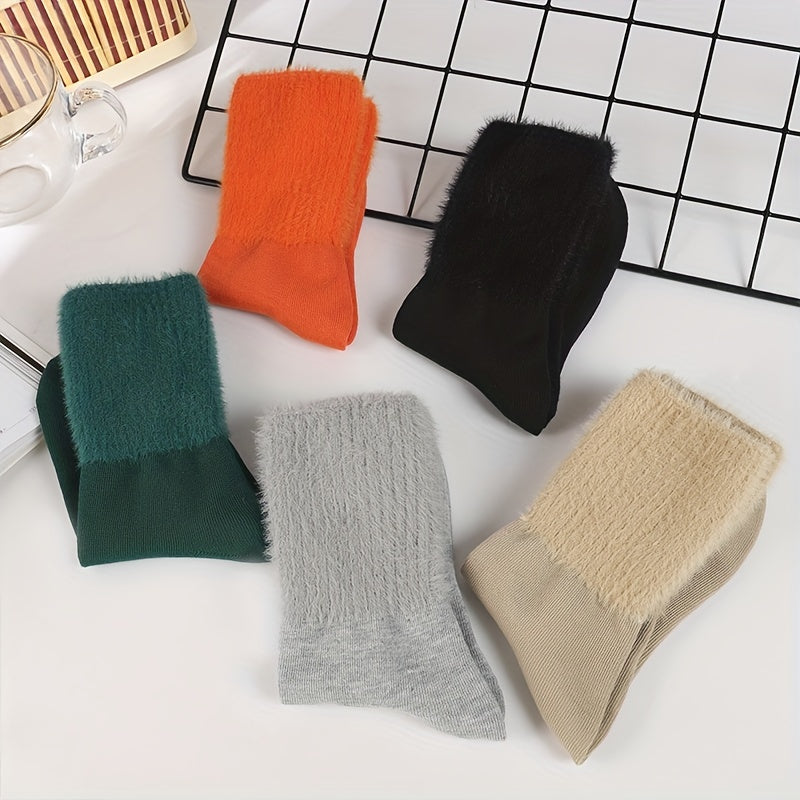 5 Pairs Warm Mid Tube Socks Women's Stockings & Hosiery