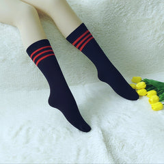 4 Pairs Striped Crew Socks Women's Stockings