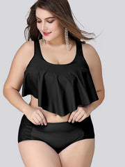  Mesh High Rise Bikini Set Women's Plus Stretch Modest Swimsuit