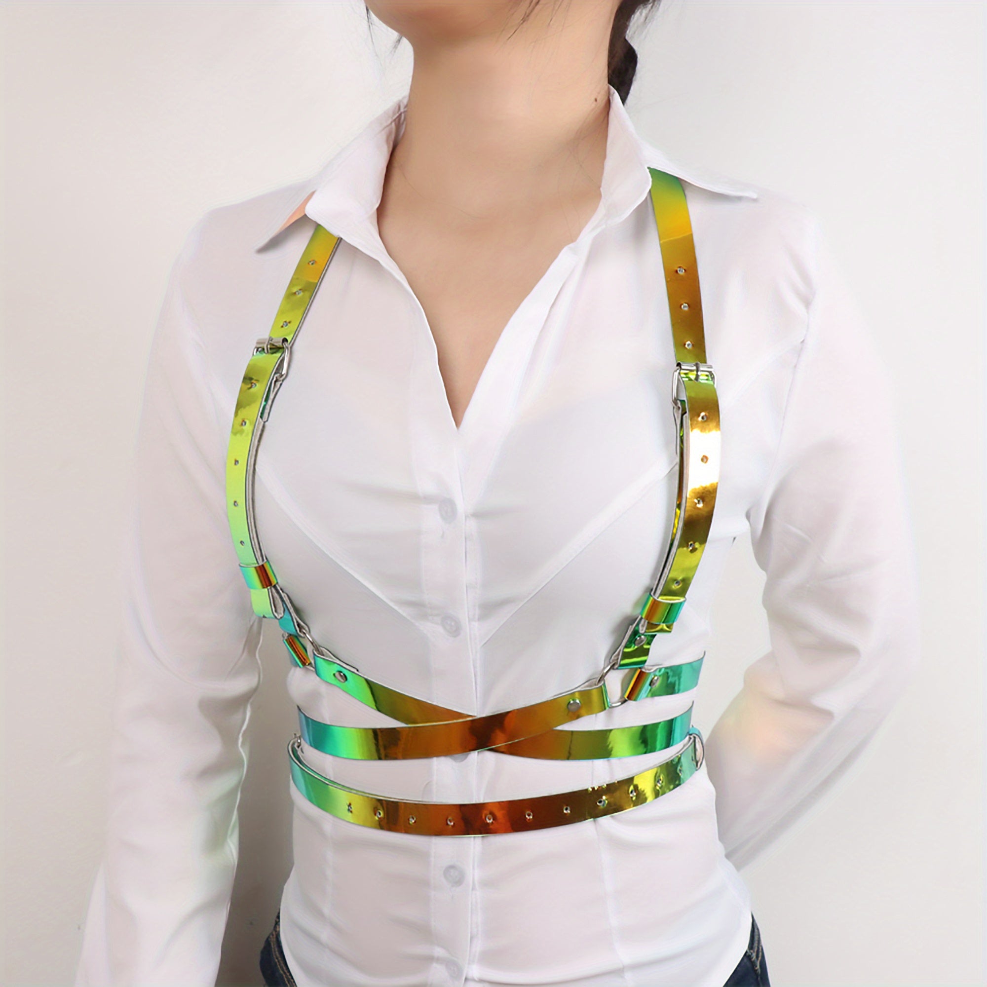 Gothic Cross PU Leather Harness Adjustable Corset Belt
