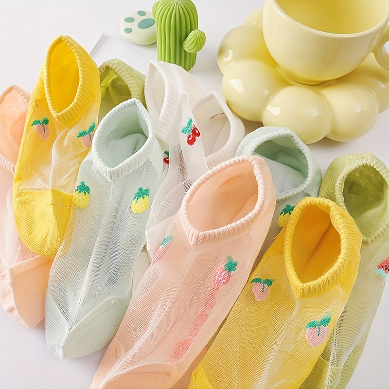 5-Pair Fruit Print Low Cut Socks Women's Stockings
