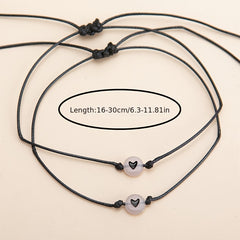 Luminous Beaded Bracelet Set with Heart Pattern for Couples