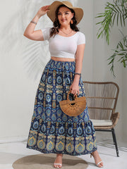  Boho Skirt Womens Paisley Floral Print Elastic High R