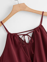  Casual Cami Top with Drawstring Cut Out Ruched Detail