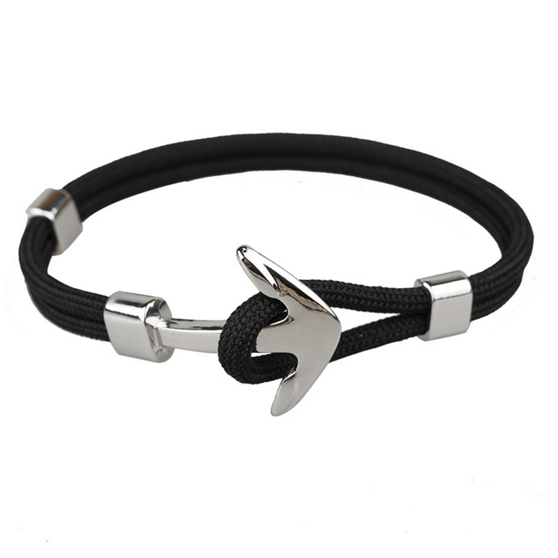 Silver Boat Anchor Bracelet Polyester Rope Punk Bracelet