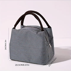 Portable Striped Insulated Bag for Office School Picnic