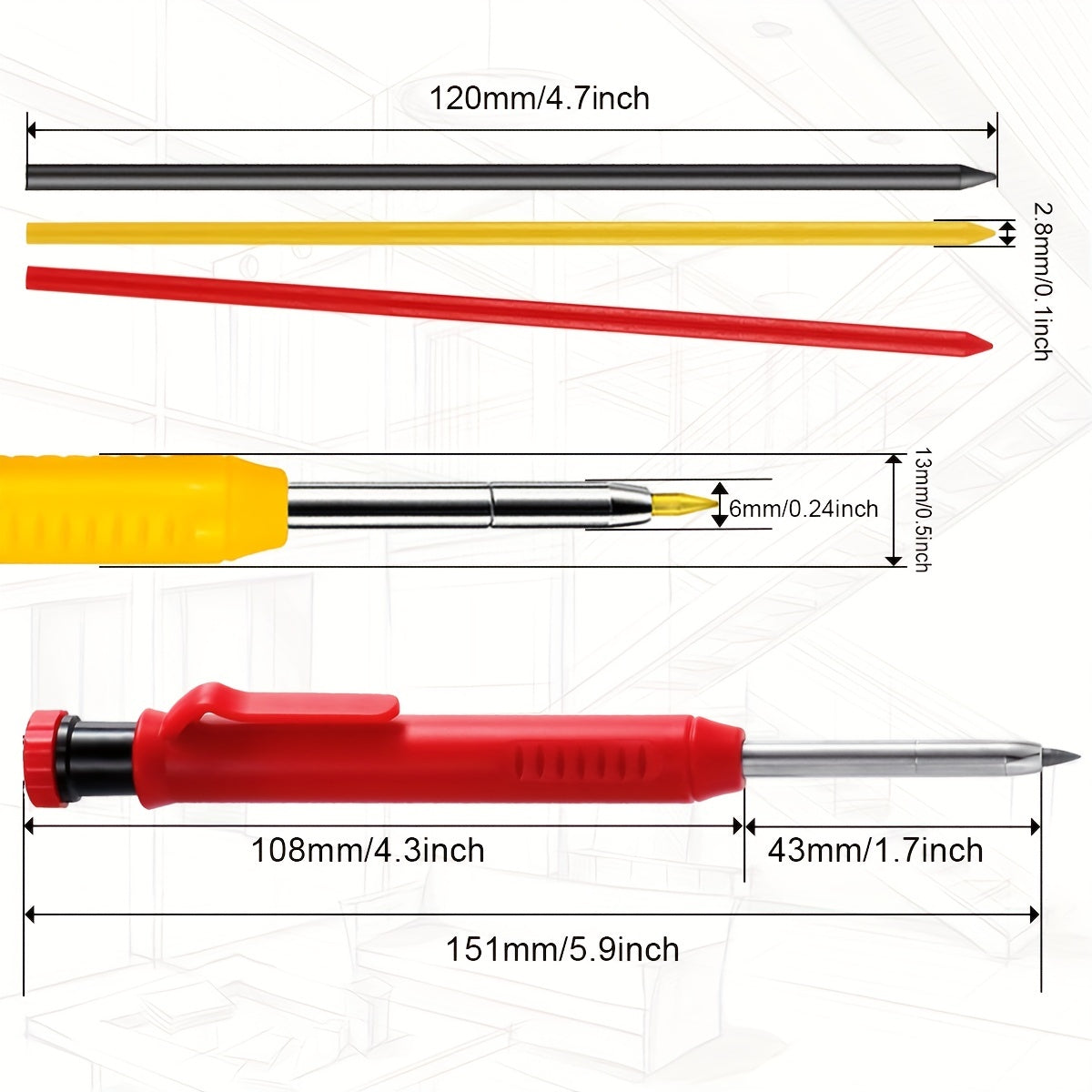 Carpenter Pencil Deep Hole Mechanical Pencil Marker