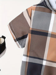 Boys Hooded Plaid T Shirt & Sport Shorts Set for Summer