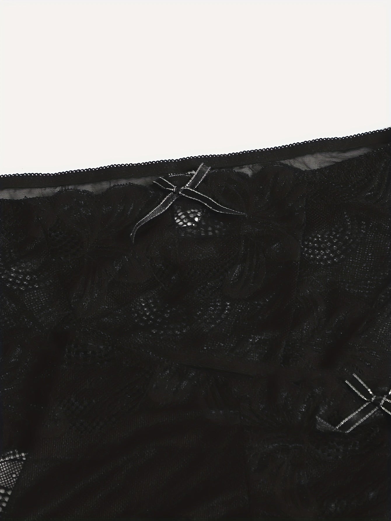 3 Pack Plus Size Panties Set Women's Plus Floral Lace Bow Detail